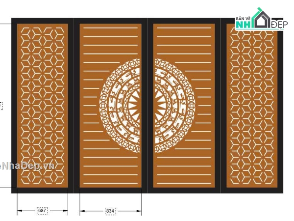 mẫu cổng,mẫu cổng 4 cánh,cổng dxf