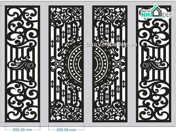 cổng 4 cánh hiện đại,mẫu cổng 4 cánh,file cnc cổng 4 cánh