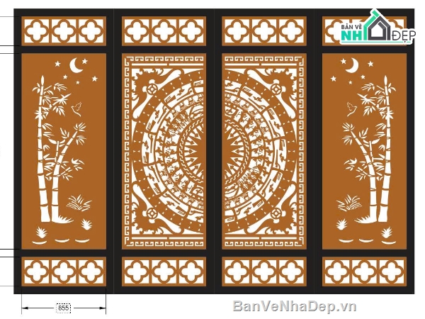 trống đồng,mẫu cổng 4 cánh,mẫu cổng