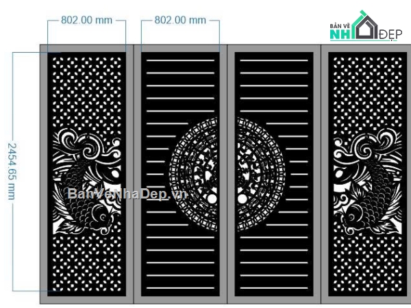 cổng cá chép,cá chép,cá chép cnc,mẫu cnc cổng