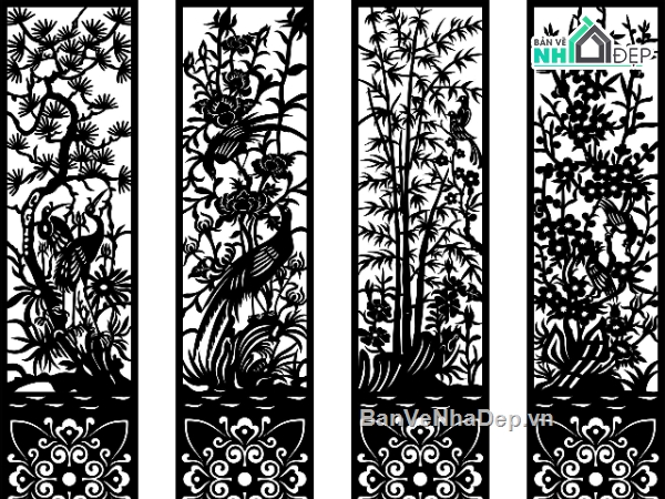 mẫu tứ quý cnc,cổng tứ quý cnc,cổng tứ quý