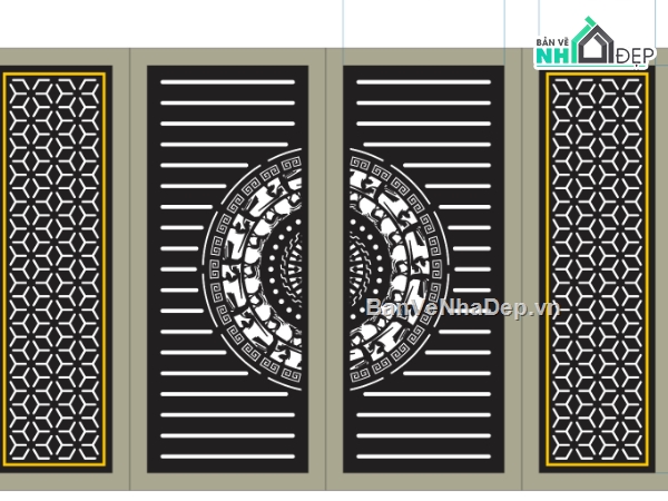 cổng đẹp 4 cánh,file cnc cổng 4 cánh,mẫu cổng 4 cánh