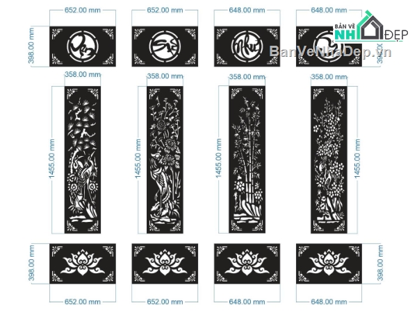 tùng trúc cúc mai,vạn sự như ý,File cổng 4 cánh,cổng trúc vạn sự như ý