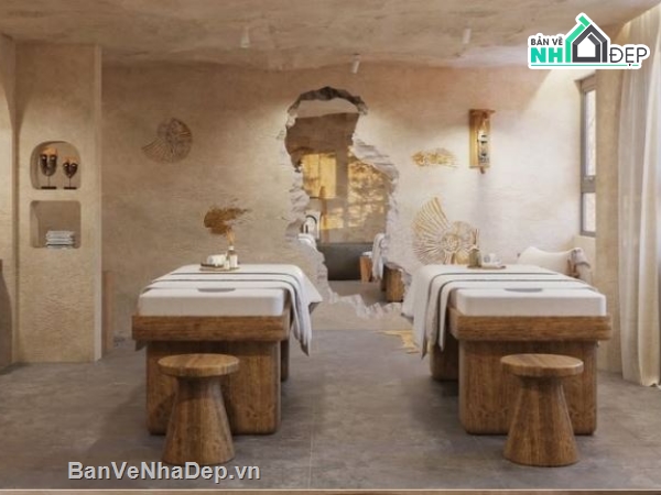 nội thất spa,thiết kế nội thất,sketchup spa