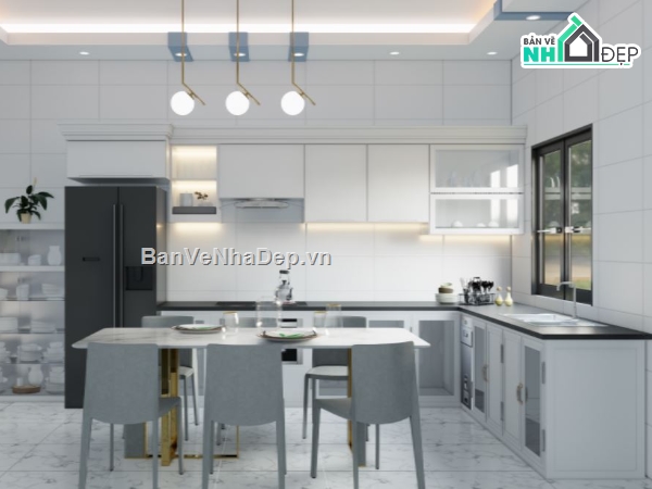 bếp đẹp,Model 3d Phòng bếp,file sketchup bếp ăn