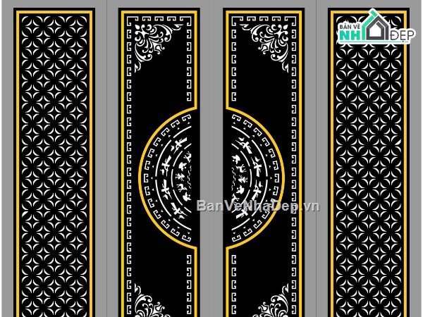 Cổng 4 cánh,file dxf cổng 4 cánh,cổng 4 cánh dxf