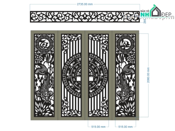 cổng cá chép tài lộc,file cnc cổng cá chép tài lộc,mẫu cổng cá chép tài lộc