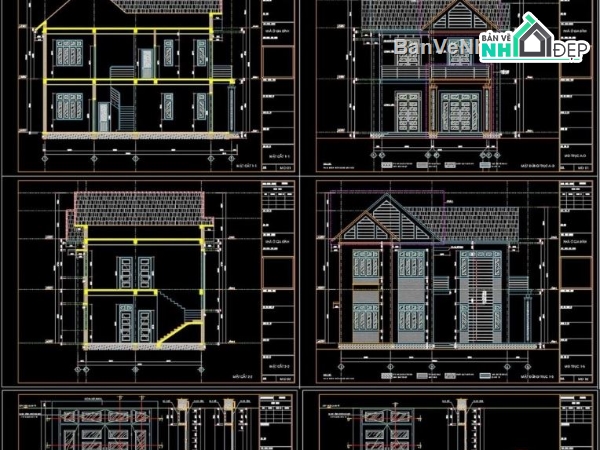 biệt thự mái thái,thiết kế biệt thự 2 tầng,hồ sơ kiến trúc