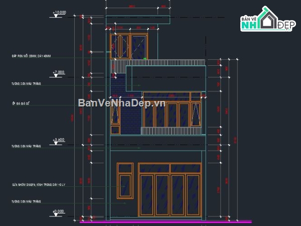 kiến trúc 2 tầng,kiến trúc nhà 2 tầng,nhà phố 5x20m