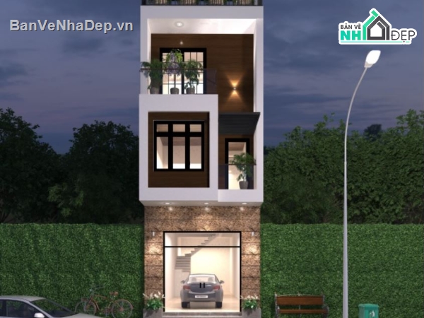 kiến trúc nhà,nhà phố 5x17m,bản vẽ nhà phố 5x17m