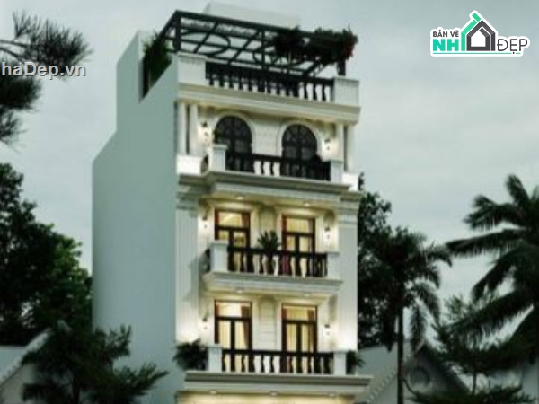 nhà phố 4 tầng,kiến trúc nhà phố,bản vẽ nhà phố