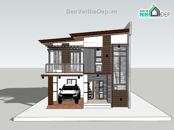 biệt thự 2 tầng,su biệt thự,biệt thự sketchup