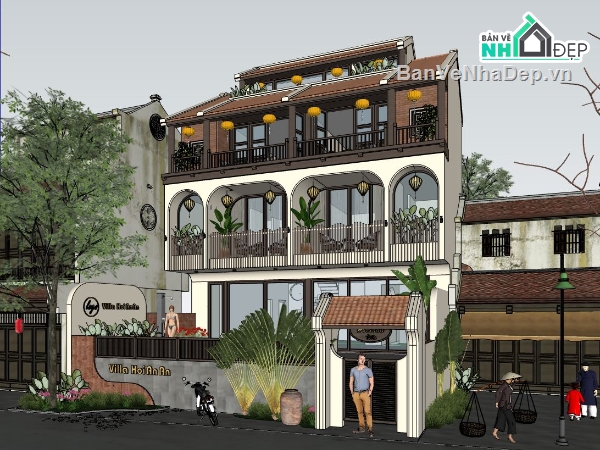 thiết kế ngoại thất,ngoại thất villa,bản vẽ ngoại thất