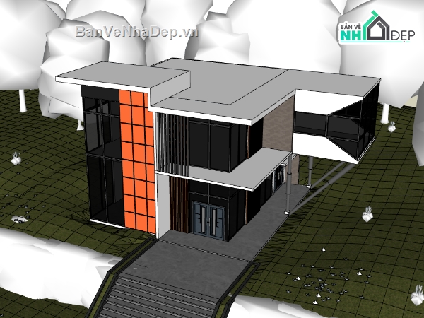 biệt thự 2 tầng,sketchup biệt thự 2 tầng,File sketchup biệt thự 2 tầng,sketchup biệt thự,biệt thự sketchup