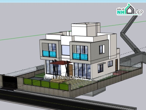 Biệt thự 2 tầng,Model su biệt thự 2 tầng,biệt thự 2 tầng file su