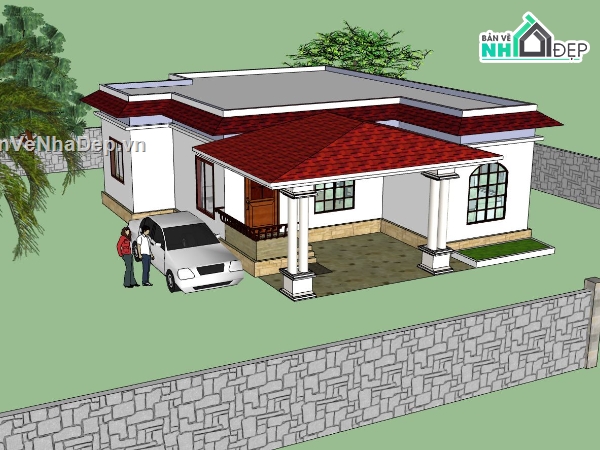nhà cấp 4,File sketchup nhà cấp 4,nhà cấp 4 sketchup