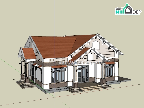 nhà cấp 4,nhà 1 tầng,model nhà 1 tầng