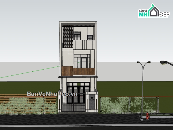 nhà phố 3 tầng,su nhà phố,sketchup nhà phố