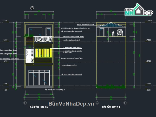 nhà phố 2 tầng,file nhà phố 2 tầng,bản vẽ nhà phố 2 tầng