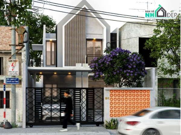 sketchup nhà phố 2 tầng,nhà phố hiện đại,bản vẽ nhà phố đẹp