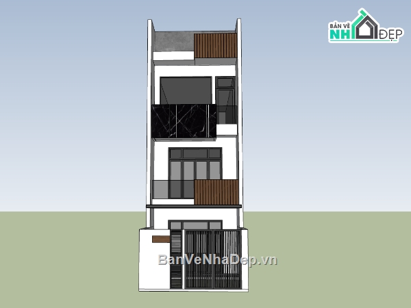 nhà phố 3 tầng,sketchup nhà phố,nhà phố 3 tầng sketchup,su nhà phố 3 tầng