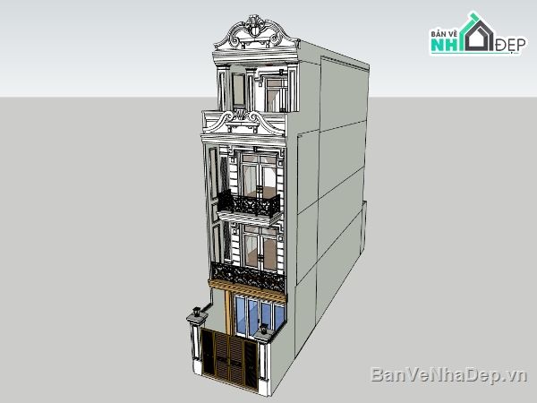 nhà 4 tầng,su nhà phố,sketchup nhà phố