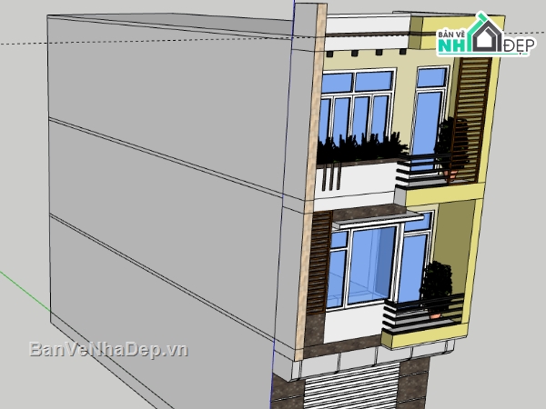 Nhà phố 3 tầng file su,File sketchup Nhà phố 3 tầng,model su Nhà phố 3 tầng,file su Nhà phố 3 tầng