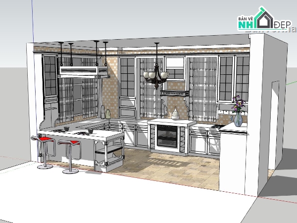 nội thất phòng bếp,phòng bếp,model sketchup nội thất phòng bếp