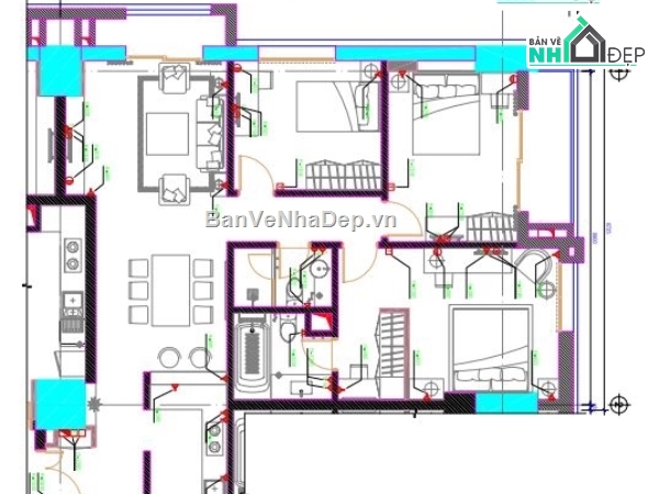 Thiết kế nội thất chung cư,bố trí điện nội thất,sơ đồ điện chung cư,mẫu nội thất chung cư