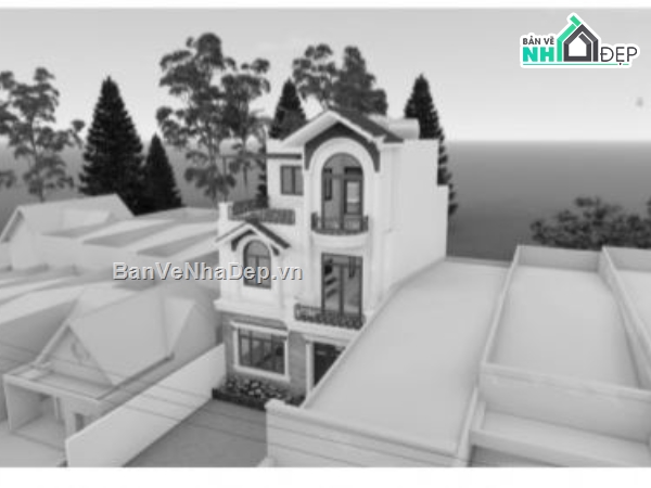 kiến trúc 3 tầng,nhà phố 3 tầng,bản vẽ nhà phố