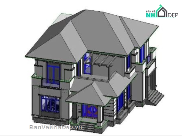 Biệt thự,biệt thự 2 tầng,revit biệt thự 2 tầng,file revit biệt thự 2 tầng