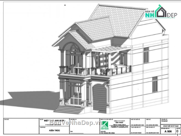 biệt thự 2 tầng,revit biệt thự 2 tầng,phối cảnh biệt thự 2 tầng