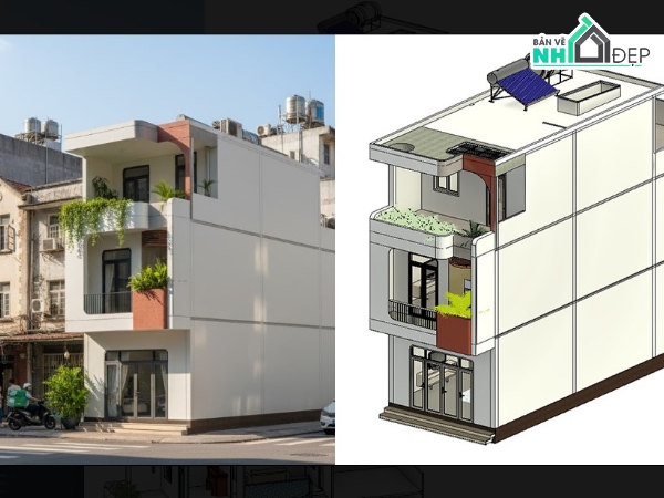 revit nhà phố,revit nhà phố 3 tầng,revit kiến trúc nhà phố,nhà phố 2 tầng 1 tum