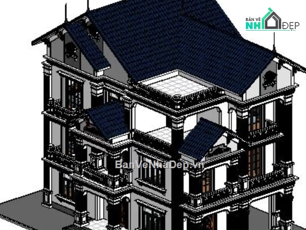 biệt thự 3 tầng,revit biệt thự 3 tầng,file revit biệt thự 3 tầng,biệt thự 3 tầng file revit
