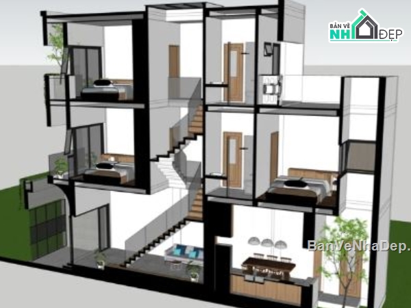 nhà phố 3 tầng,revit nhà phố 3 tầng,file revit nhà phố 3 tầng