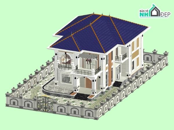 Biệt thự tân cổ điển,Biệt thự Revit,revit