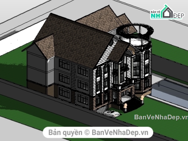 Biệt thự 4 tầng revit,Bản vẽ BT 4 tầng,revit thiết kế biệt thự 4 tầng,thiết kế biệt thự revit 4 tầng