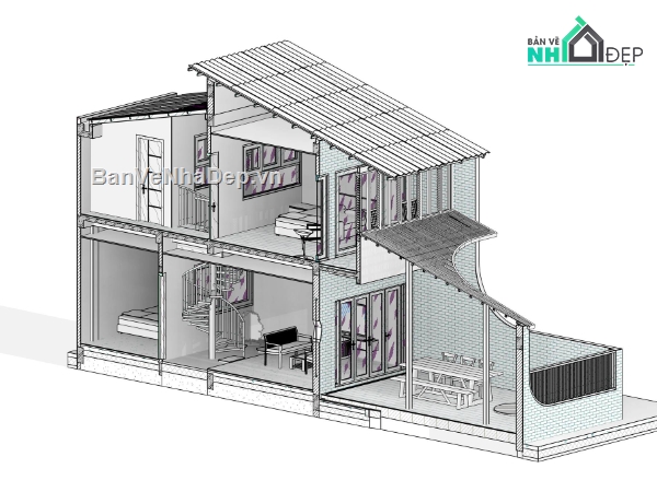 revit nhà phố,revit nhà phố 2 tầng,revit kết cấu nhà phố,revit full nhà phố