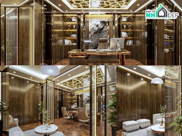 File Sketchup 2015 + Vray 5 Nội Thất Văn Phòng Làm Việc Luxury