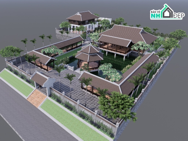 thiết kế chùa file sketchup,tổng quan thiết kế chùa,Model su thiết kế chùa,Thiết kế chùa cổ file su,File sketchup chùa cổ