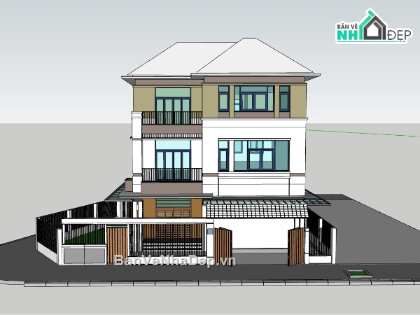 biệt thự 3 tầng,su biệt thự,sketchup biệt thự