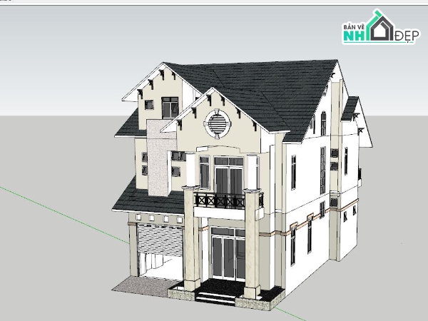 File Sketchup biệt thự 2 tầng,sketchup biệt thự 2 tầng,Biệt thự file sketchup,File sketchup biệt thự 8.5x15m,Model sketchup biệt thự 2 tầng