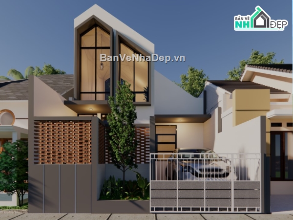 su nhà phố,sketchup nhà phố,su nhà phố 2 tầng