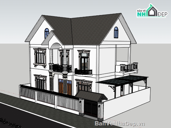 su nhà 3 tầng,sketchup nhà 3 tầng,nhà 3 tầng