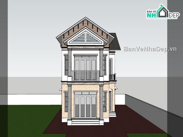 nhà phố 2 tầng,su nhà phố,sketchup nhà phố,sketchup nhà phố 2 tầng