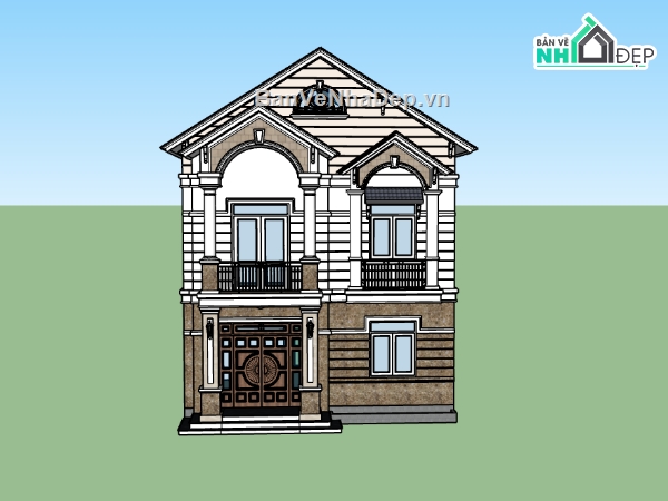 nhà 2 tầng,su nhà 2 tầng,sketchup nhà 2 tầng