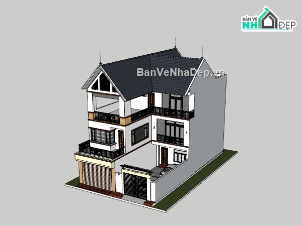 nhà 3 tầng,su nhà 3 tầng,sketchup nhà 3 tầng