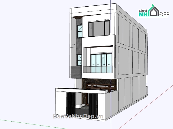 su nhà phố,model su nhà 3 tầng,file sketchup nhà phố