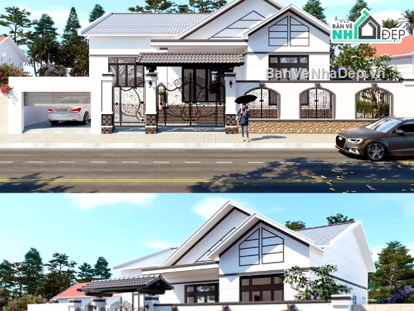 su nhà mái thái,sketchup nhà mái thái,nhà mái thái 1 tầng