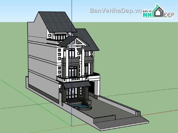 Biệt thự 3 tầng,model su biệt thự 3 tầng,biệt thự 3 tầng file su